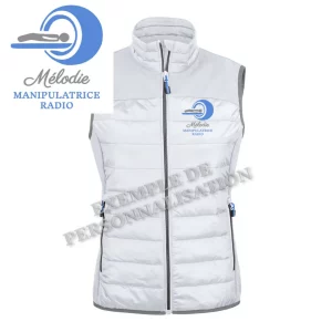 Doudoune Manipulatrice Radio Personnalisée Blanche Motif Bleu