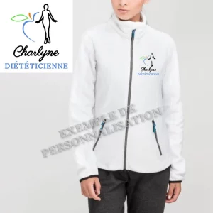 Polaire Diététicienne personnalisée Blanche Motif Bleu