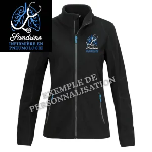 Polaire Pneumologie personnalisée Noire Motif Bleu