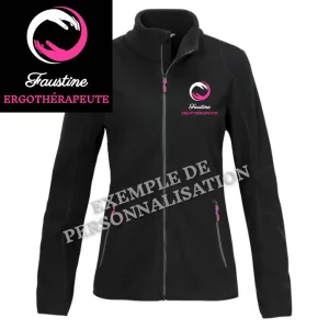 Polaire Ergothérapeute personnalisée Noire Motif Rose
