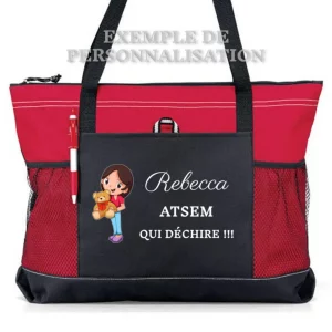 Sac Humouristique ATSEM qui déchire avec prénom Rouge