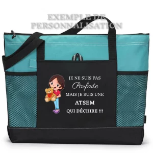 Sac Humouristique ATSEM qui déchire sans prénom Turquoise