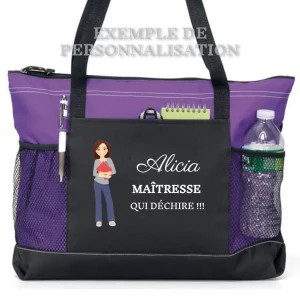 Sac Humouristique Maîtresse qui déchire avec prénom Violet