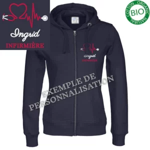 Veste à capuche infirmière personnalisée Marine
