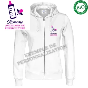 Veste à capuche Femme Maternité Blanche Motif Rose
