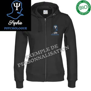 Veste à capuche Femme Psychologie Noire Motif Bleu