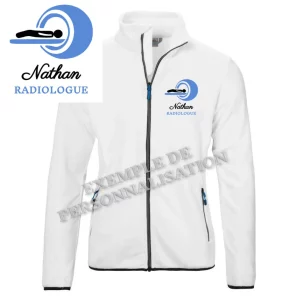 Veste Polaire Homme Radiologie Blanche Motif Bleu