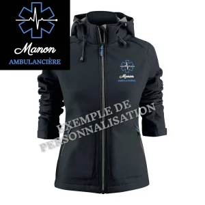 Veste imperméable ambulancière personnalisée Couleur Noire Motif Bleu